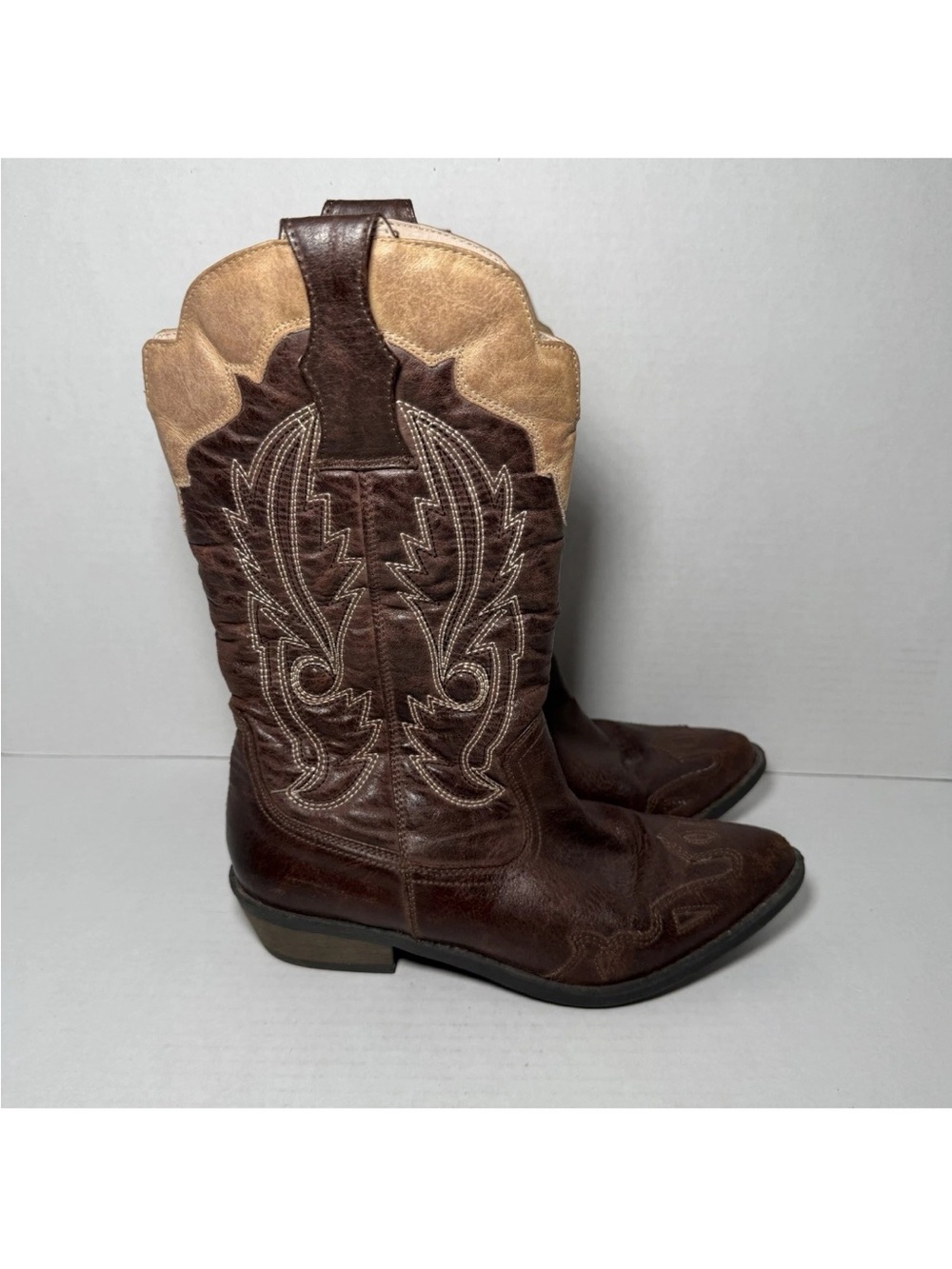 Coconuts by Matisse Two-Tone Brown and Tan Western Ankle Boots